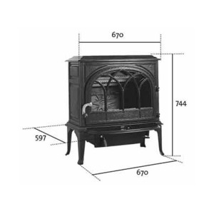 Litinová krbová kamna Jotul F 400 CB - rozměry