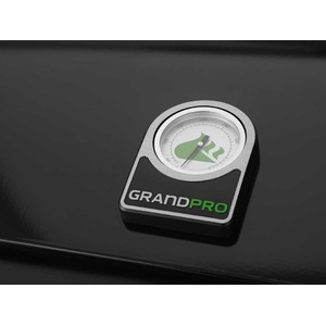 Vestavný plynový gril Grandpro PREMIUM G4 - detail teploměru ve víku s logem Grandpro